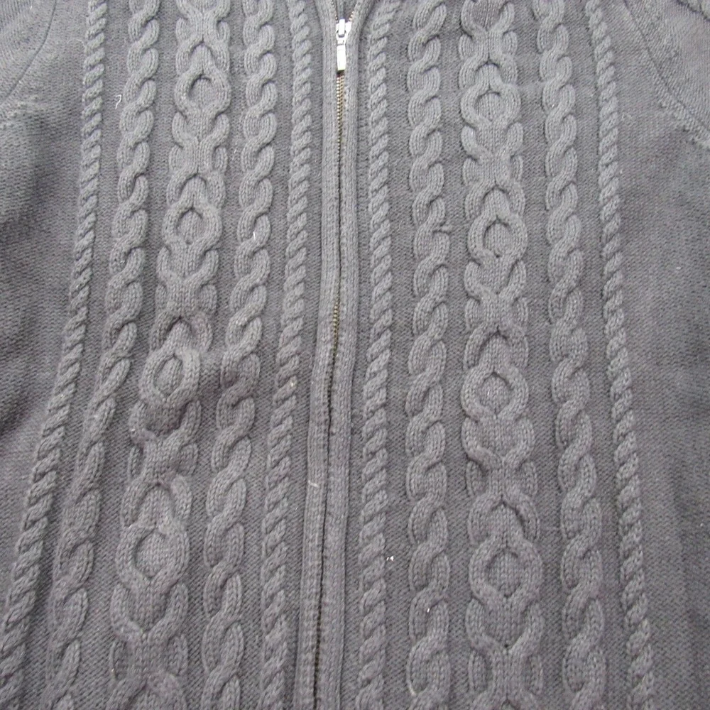 LLBean Mens Dark Gray Cable Knit Full Zip Mock Neck‎ Sweater XL